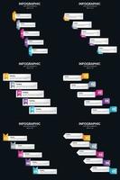 plantilla de diapositiva de presentación del paquete de infografías vectoriales 6 diagramas de ciclo de 5 pasos y líneas de tiempo vector