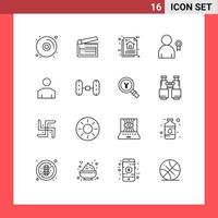 Stock Vector Icon Pack of 16 Line Signs and Symbols for avatar decoration architecture best program algorithm Editable Vector Design Elements