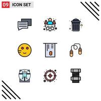 Set of 9 Modern UI Icons Symbols Signs for exercise credit card public atm school Editable Vector Design Elements