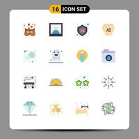 Pack of 16 Modern Flat Colors Signs and Symbols for Web Print Media such as day shine protect sun ab Editable Pack of Creative Vector Design Elements