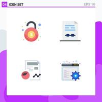 Editable Vector Line Pack of 4 Simple Flat Icons of bank report security certificate profile Editable Vector Design Elements
