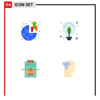 grupo de 4 iconos planos, signos y símbolos para la configuración de potencia de ganancias de la red global, elementos de diseño vectorial editables vector