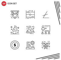 Mobile Interface Outline Set of 9 Pictograms of goal wish counting smoke cryptocurrency Editable Vector Design Elements