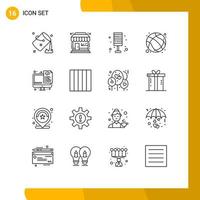 Set of 16 Modern UI Icons Symbols Signs for sport basketball store ball lamp Editable Vector Design Elements