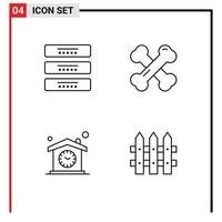 4 Thematic Vector Filledline Flat Colors and Editable Symbols of cabinet home furniture calcium time Editable Vector Design Elements
