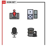 Set of 4 Modern UI Icons Symbols Signs for customer record social dominoes environment Editable Vector Design Elements