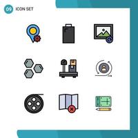 User Interface Pack of 9 Basic Filledline Flat Colors of returning package reload box shape Editable Vector Design Elements