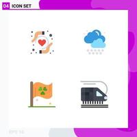 Mobile Interface Flat Icon Set of 4 Pictograms of health insurance train cloud flag transportation Editable Vector Design Elements