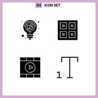 Pictogram Set of 4 Simple Solid Glyphs of bulb shipping idea boxes media Editable Vector Design Elements