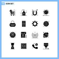 Set of 16 Modern UI Icons Symbols Signs for network discover business world tool Editable Vector Design Elements