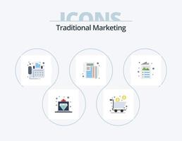 Traditional Marketing Flat Icon Pack 5 Icon Design. brochure. subscribe. shopping. newspaper. device vector