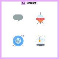 Editable Vector Line Pack of 4 Simple Flat Icons of twitter at space ship rocket email Editable Vector Design Elements