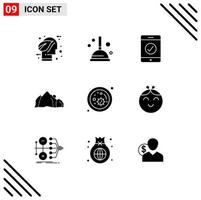 9 Universal Solid Glyph Signs Symbols of study bacteria complete scene nature Editable Vector Design Elements