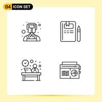 Universal Icon Symbols Group of 4 Modern Filledline Flat Colors of man hotel book pencil reception Editable Vector Design Elements