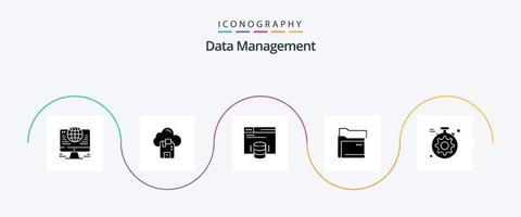 Data Management Glyph 5 Icon Pack Including folder . sd . web. internet hosting vector