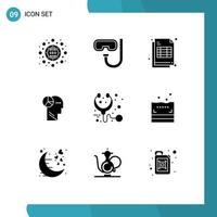 9 iconos creativos signos y símbolos modernos de pensamiento de salud gráfico mental elementos de diseño vectorial editables vector