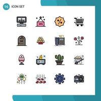 16 iconos creativos signos y símbolos modernos de comida cementerio venta lápida muerte elementos de diseño de vectores creativos editables