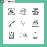 Modern Set of 9 Outlines and symbols such as crypto currency coin marketing via coin link Editable Vector Design Elements