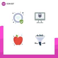 4 Universal Flat Icons Set for Web and Mobile Applications protection education computer security data Editable Vector Design Elements