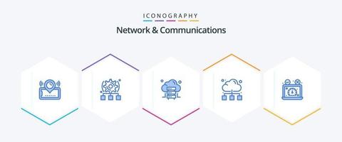 Network And Communications 25 Blue icon pack including dashboard. internet. server. online. cloud vector