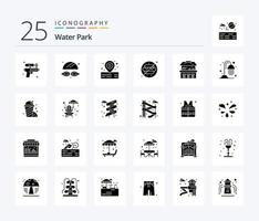 Water Park 25 Solid Glyph icon pack including water. water. water. sand castle. water vector