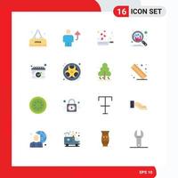 Set of 16 Modern UI Icons Symbols Signs for date discover umbrella chart romance Editable Pack of Creative Vector Design Elements