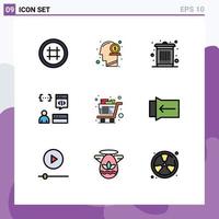 Set of 9 Modern UI Icons Symbols Signs for programmer develop money coding waste Editable Vector Design Elements