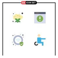 Pack of 4 Modern Flat Icons Signs and Symbols for Web Print Media such as cauliflower security business man disabled Editable Vector Design Elements