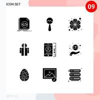 Solid Glyph Pack of 9 Universal Symbols of cell human chinese medical man broken Editable Vector Design Elements