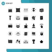 Pack of 25 creative Solid Glyphs of content globe agriculture pi education Editable Vector Design Elements