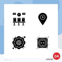 Set of 4 Modern UI Icons Symbols Signs for seats decorative clock map pretty Editable Vector Design Elements