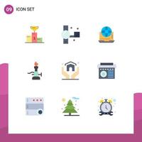 User Interface Pack of 9 Basic Flat Colors of lab online recording network communication Editable Vector Design Elements