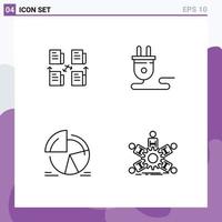 Pictogram Set of 4 Simple Filledline Flat Colors of exchange chart data energy statistics Editable Vector Design Elements