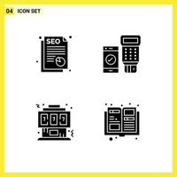 Pictogram Set of 4 Simple Solid Glyphs of report controller code scan console Editable Vector Design Elements