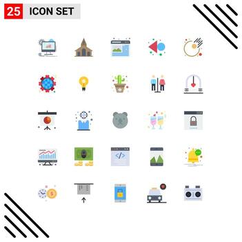Group of 25 Flat Colors Signs and Symbols for asteroid left cross arrow image Editable Vector Design Elements