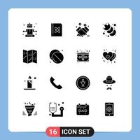 16 iconos creativos signos y símbolos modernos de mapa de ubicación marketing harina hornear elementos de diseño vectorial editables vector