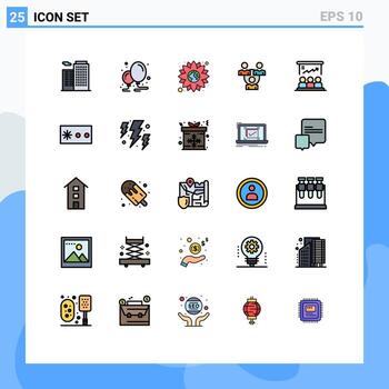 Set of 25 Modern UI Icons Symbols Signs for user presentation flower communication meeting Editable Vector Design Elements