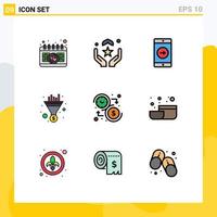 Set of 9 Modern UI Icons Symbols Signs for dollar seo application sales filter Editable Vector Design Elements