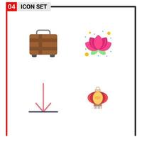 paquete de 4 iconos planos creativos de la planta de viaje de la linterna de la playa elementos de diseño vectorial editables de china vector