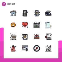 Set of 16 Modern UI Icons Symbols Signs for sign stop auction tunnel train Editable Creative Vector Design Elements