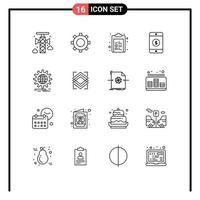Pack of 16 creative Outlines of world wide business check list international mobile Editable Vector Design Elements