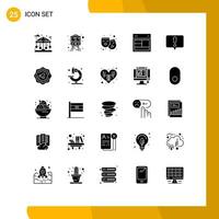 Modern Set of 25 Solid Glyphs and symbols such as chat website theatre web layout Editable Vector Design Elements