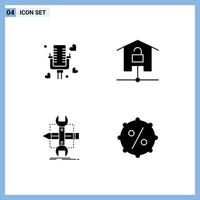 conjunto de 4 iconos de interfaz de usuario modernos símbolos signos para hablar construir kit de boda desarrollar elementos de diseño vectorial editables vector