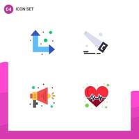 Pack of 4 creative Flat Icons of arrow beat saw announce pulse Editable Vector Design Elements