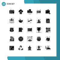 Pack of 25 Modern Solid Glyphs Signs and Symbols for Web Print Media such as wallet commerce podium add electronic Editable Vector Design Elements