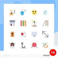 Pack of 16 Modern Flat Colors Signs and Symbols for Web Print Media such as browser navigation performance location happy Editable Pack of Creative Vector Design Elements