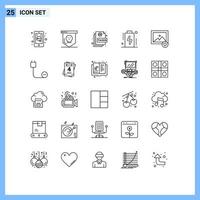 Universal Icon Symbols Group of 25 Modern Lines of favorite devices action charge sheet Editable Vector Design Elements