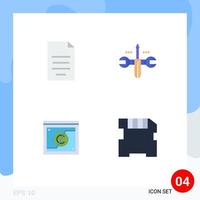 4 Universal Flat Icons Set for Web and Mobile Applications document business finance computing digital Editable Vector Design Elements