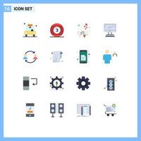 Modern Set of 16 Flat Colors Pictograph of imac monitor play computer love Editable Pack of Creative Vector Design Elements