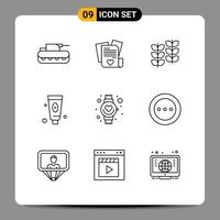 Set of 9 Modern UI Icons Symbols Signs for hand foam plant face beauty Editable Vector Design Elements